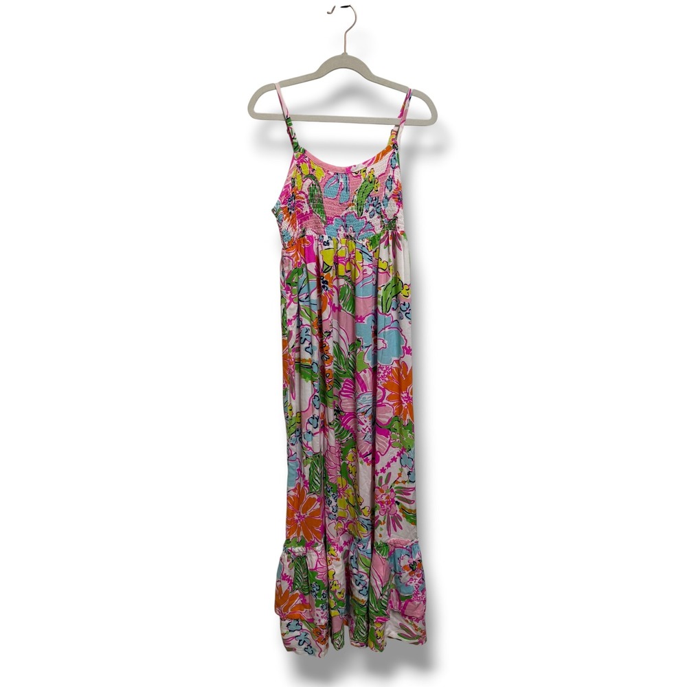 Lilly Pulitzer Target‎ Girls Nosey Posey Floral Smocked Maxi Dress Pink L 10/12